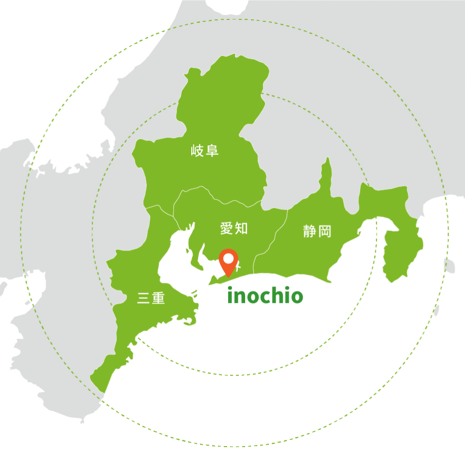 東海エリアを中心とした配送エリアの地図